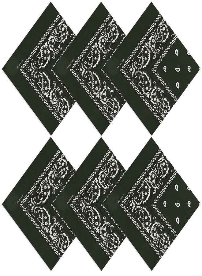 منديل قطني 100% من موتشاباو، مقاس 27 × 27 بوصة، طقم من 6 قطع، لون أخضر زيتوني - Image 1